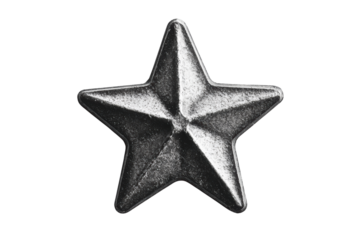 A three-dimensional black star object isolated on a white background, perfect for design and decoration purposes in various projects.