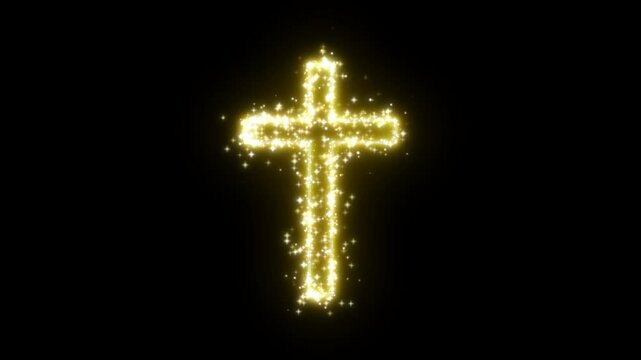cross jesus symbol with neon particle shining light