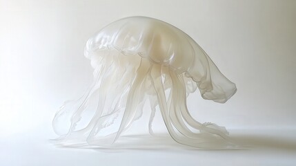 Cute and ethereal jellyfish with its translucent bell and graceful, wavy tentacles, displayed on a white backdrop