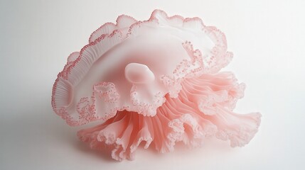 Cute and ethereal jellyfish with its translucent bell and graceful, wavy tentacles, displayed on a white backdrop