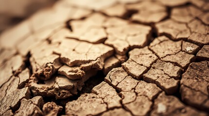 Obraz premium Abstract photograph, focusing on close-up details of natural textures like weathered wood or cracked earth, rendered in sepia tones with a shallow depth of field, emphasizing intricate pattern.jpg