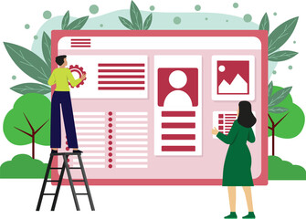 Website development web page illustration flat design