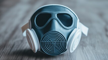 PM2.5 protect concept. Protective Mask with PM2 5 Filter on Wooden Table