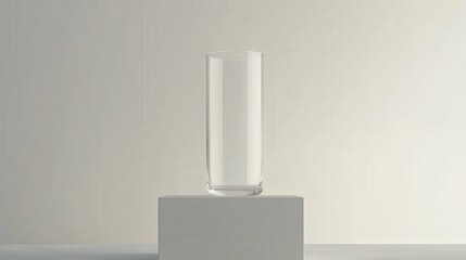 clear, tall glass vessel, showcasing its transparent, empty form and refined design