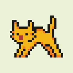 pixel art animthis is a cat in pixel art with colorful color,this item good for presentations,stickers, icons, t shirt design,game asset,logo and project