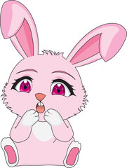 Surprised rabbit vector cute pink bunny