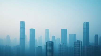 PM2.5 protect concept. Towering Cityscape Transitioning from Clear to Hazy Urban Skyline