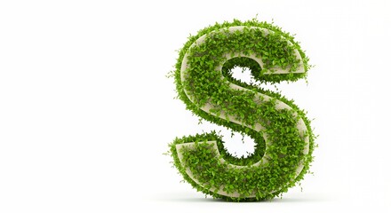 Green foliage forms the letter S on white background