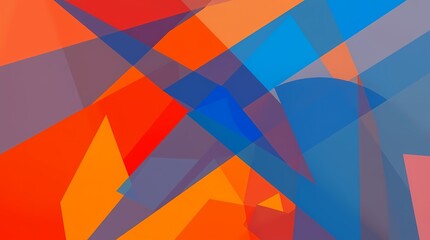 Fototapeta premium An abstract digital artwork showcasing vibrant, contrasting colors like electric blue and fiery orange, creating a sense of energy and movement through overlapping geometric shapes.jpg