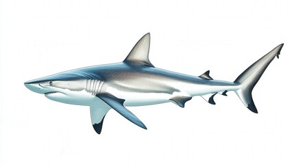 Obraz premium shark gliding underwater, capturing its natural elegance and powerful presence on a clean white canvas