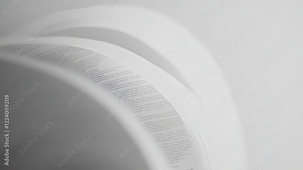 Poster white backdrop displaying a book page with visible text, emphasizing the clarity of publication and 