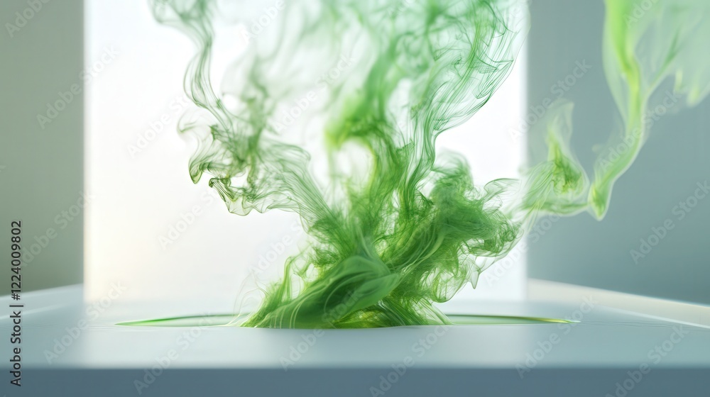 Poster green mystical smoke blending into intricate flame patterns, creating a captivating and magical visu