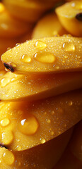 This image showcases a vibrant pile of ripe yellow bananas, glistening with water droplets that enhance their freshness and appeal.