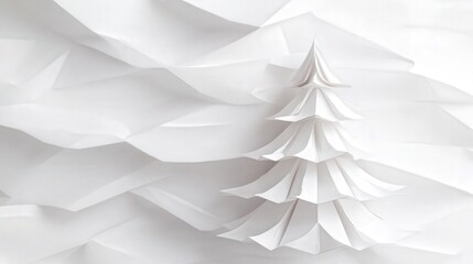 delicate origami Christmas tree, focusing on the precision of the paper folds and artistic design