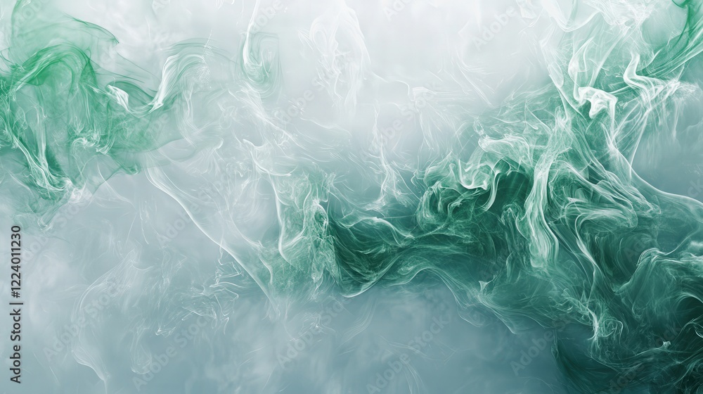 Poster green smoke with mystical flame patterns, adding an artistic and magical touch to the visual present