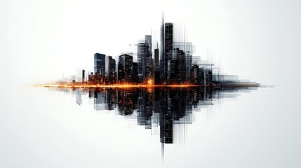 Fototapeta premium Futuristic city skyline at night, digital art, website background