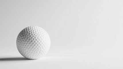 single white dimpled golf ball, highlighting its smooth surface and classic dimple design