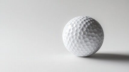 single white dimpled golf ball, highlighting its smooth surface and classic dimple design