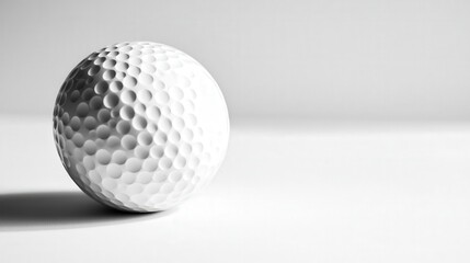 isolated white dimpled golf ball, emphasizing the fine details of its dimpled texture