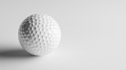 isolated white dimpled golf ball, emphasizing the fine details of its dimpled texture