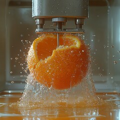  The droplets of moisture scattered across the surface highlight their freshness, while the intricate details of the citrus flesh and peel are sharply captured.