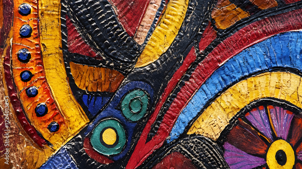 Fototapete abstract colorful textured painting with dynamic patterns and vivid hues : generative ai