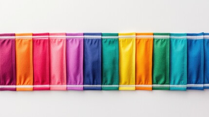 PM2.5 protect concept. Flat Lay of Colorful Face Masks Arranged in Vibrant Color Pattern