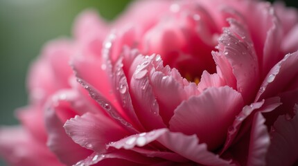 Fototapeta premium Macro View of a Stunning Pink Peonies Adorned with Dew Drops
