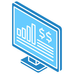 Statistics dual tone isometric 3D color icon. use for modern concept, print, UI, UX kit, web and app development. Vector EPS 10, related to education, business, finance.