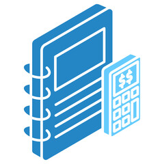 Ledger dual tone isometric 3D color icon. use for modern concept, print, UI, UX kit, web and app development. Vector EPS 10, related to education, business, finance.