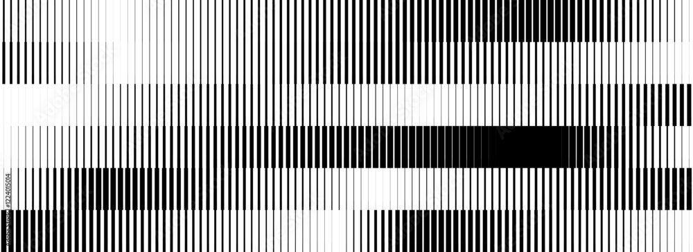 Poster Black and white striped halftone gradient. Fading linear gradation background. Repeating strip pattern backdrop. Parallel lines wallpaper for overlay, print, cover. Vector line effect concept