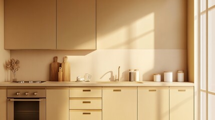 Sunlit minimalist kitchen interior design