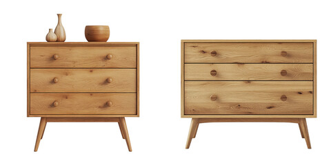 Elegant Wooden Dressers with Decorative Items in Natural Finish
