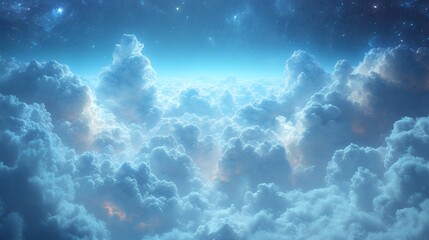 Fototapeta premium Serene Dreamscape Above the Clouds at Night Starry Sky Peaceful Cloudscape