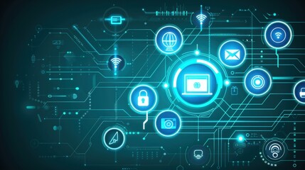 Global Network Connectivity:  A Futuristic Visualization of Interconnected Devices and Secure Data Transfer