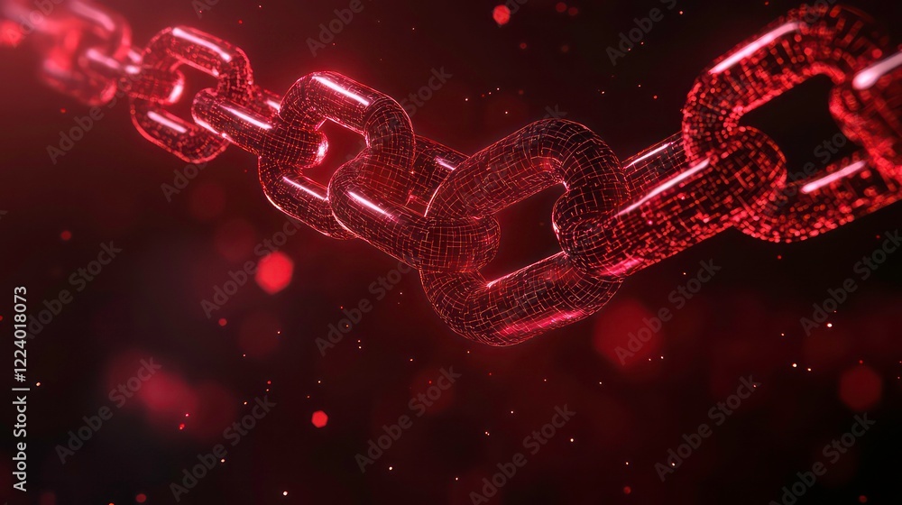 Poster abstract digital 3d blockchain icon on technology globe earth background. hologram of linked blocks 