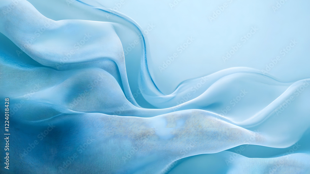 Aufkleber abstract light blue silk fabric waves creating soft fluid motion : generative ai