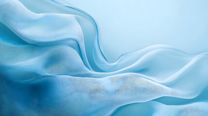 Obraz premium Abstract Light Blue Silk Fabric Waves Creating Soft Fluid Motion : Generative AI