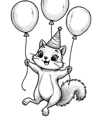  Happy Party Cat with Birthday Balloons