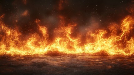Fiery Inferno Wall, Night, Studio, Background, Design