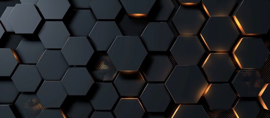 Illuminated Hexagon Wall, Abstract Background