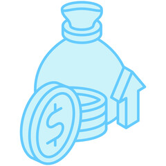 Income dual tone isometric 3D color icon. use for modern concept, print, UI, UX kit, web and app development. Vector EPS 10, related to education, business, finance.