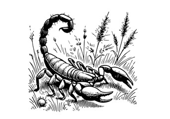 Scorpion hand drawn Illustration Sketch Vector Isolated
