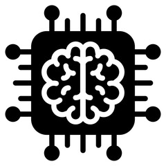 Brain Chip Icon in Glyph Style Suitable for Web and Apps icon, Poster, or Social Media Purpose