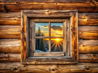 Old Log Cabin Window - Rustic Architectural Photography, White Frame Window, World Windows Series