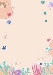 Underwater-Themed Background Template with Colorful Coral and Sea Elements