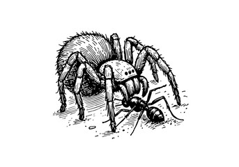 Spider hand drawn Illustration Sketch Vector Isolated