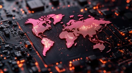 Global Network Circuit Board Map