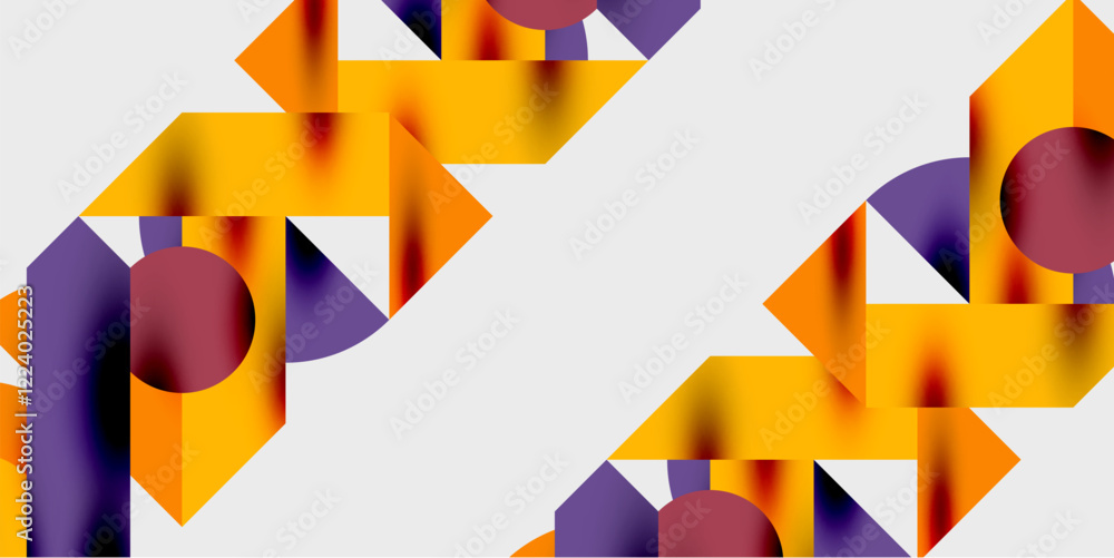 Poster modern abstract background featuring circles, lines, and triangles in a dynamic geometric compositio
