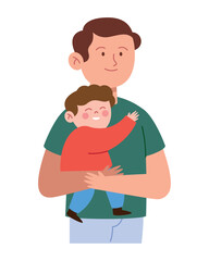 Father Holding Child Illustration